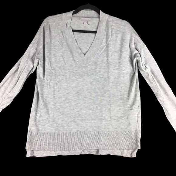 Chelsea 28 Womens Size XS Grey Sweater Oversize V-Neck High/Low Cashmere Blend - Picture 1 of 15